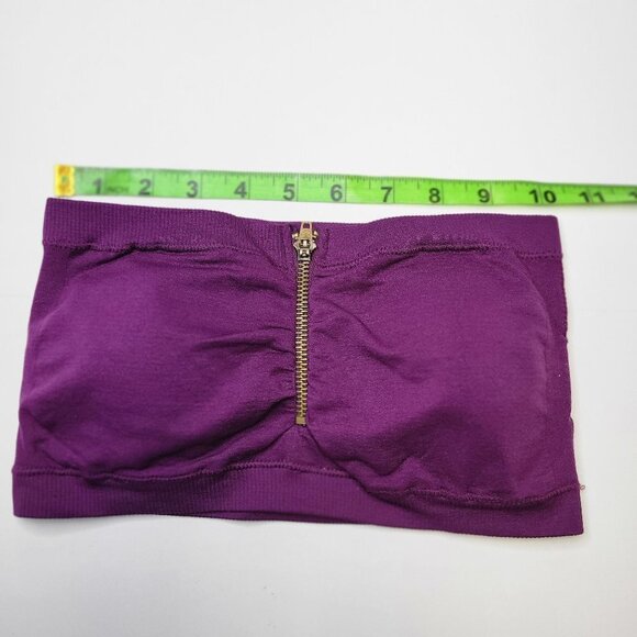 PURPLE Padded Tube Top Zippered Bandeau One Size - New - Picture 6 of 11